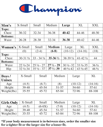 Size Charts Shop College Wear