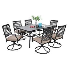 A family that dines together lives together, and what can be more interesting than spending time with your special ones? Mf Dining Set 7 Pieces Metal Patio Furniture Set 6 X Swivel Chairs With 1 Rectangular Umbrella Table For Outdoor Lawn Garden Black Buy Online In Bahamas At Bahamas Desertcart Com Productid 191728696