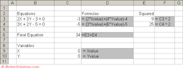 excel data ysis simultaneous equation