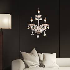 Crystal Chandelier Wall Light Traditional 3 Lights Candle Wall Light Sconce In Amber For Bedroom Bedside Beautifulhalo Com