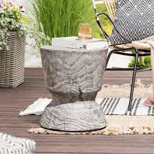 Faux Wood Stump Stool Patio End Table