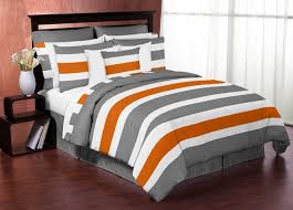 Stripe Gray And Orange Twin Bedding