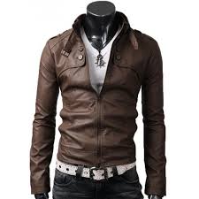 Mens Button Pocket Jacket Slim Fit Light Brown Leather Jacket