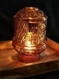 Vintage Amber Glass Fairy Lamp Candle