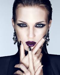 fashionable purple lipstick makeup