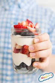 fruit and yogurt parfait red white