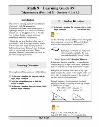 Math 9 Learning Guide 9 Trigonometry