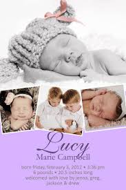 Birth Announcement Baby Girl Boy Photo Card 1 Big 3 Small