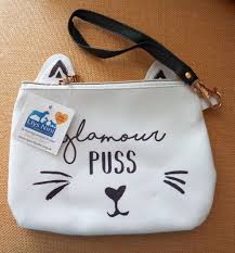 glamour puss cat lover makeup pouch bag