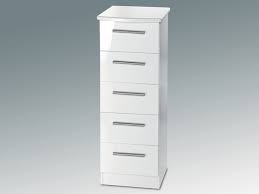 Bedroom furniture tall white wooden chest drawers. Welcome Knightsbridge White High Gloss 5 Drawer Tall Narrow Chest Of Drawers Assembled