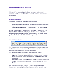 equations in microsoft word 2003