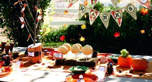 Colorful Autumn Outdoor Party Guest Seating Birthday Ideas Themes