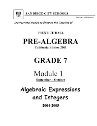 Pre Algebra Grade 7 Module 1 San