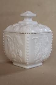 vintage milk glass candy dish square