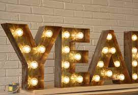 Large Rusted Metal Letters Light Up Led