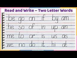 read and write two letter words say