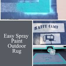 spray painted outdoor rug for cer or