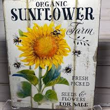 Organic Sunflower Farm Sign Sunflower