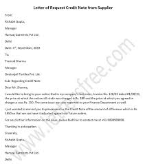 Letter Of Request Credit Note From Supplier