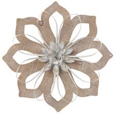 Whitewash Flower With Gold Accents Wall