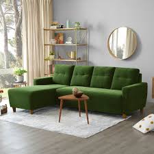 lhs l shape green color sofa set