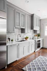 75 dark wood floor kitchen with gray