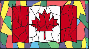 Canadian Flag On Stained Glass Window