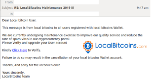 I receive at least 10 or more emails a week from people who aren't sure if they have been hacked and whether their systems are compromised. Bitcoin Users Beware Phishing Email Scam Brandjacks Localbitcoins