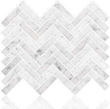 Wellington matt white herringbone tile. Amazon Com Stickgoo Peel And Stick Tile Backsplash Sky Marble Herringbone Adhesive Backsplash Tiles Stick On Tiles For Kitchen Bathroom Pack Of 10 Thicker Design Home Improvement