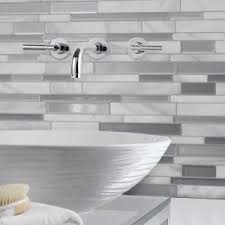 Peel and stick tile panels with a high shine finish ; Smart Tiles Milano Carrera Grey 11 55 In W X 9 65 In H Peel And Stick Self Adhesive Decorative Mosaic Wall Tile Backsplash Sm1060 1 The Home Depot Smart Tiles Diy Backsplash Self Adhesive