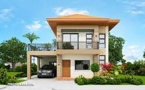 Simple 2 Storey House Design With Terrace gambar png