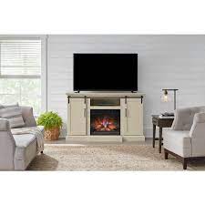 Home Decorators Collection Kerrington 60 In W Freestanding Media Console Electric Fireplace Tv Stand In Weathered Ivory
