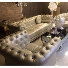 Chesterfield sofa couch leder relax vintage lounge luxus barock leder braun. Chesterfield Luxus Sofagarnitur 3 1 1 Mit Kristallsteinen Leder Silber Polster Couch Neu Bei Jv Moebel
