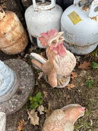 Vintage Concrete Garden Rooster Hen