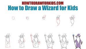Wizard, hat, magic book, roll, potion, broom, crystal ball, glasses, snitch. How To Draw A Wizard For Kids