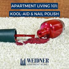 I tried a hot iron. Apartment Living 101 Kool Aid Nail Polish Stains Gone Weidner Apartment Homes Blog