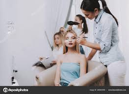 blond woman salon eye makeup salon