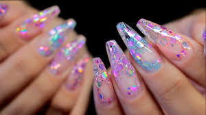 hard gel gl glitter tip nails