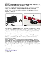 Unlike other wireless cameras that are designed. 2014 08 06 Convoy Technologies Mounted Trailercam Press Release