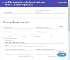 How To Use Webtod Canadian Payroll Tax Deduction Calculator