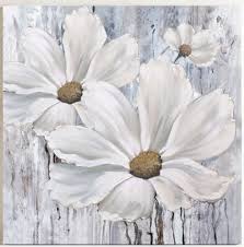 large hand painted flowers canvas wall