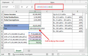 income tax calculating formula in excel