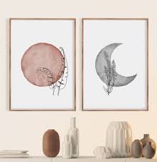 Boho Sun And Moon Print Set Of 2