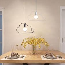 Ywxlight Pendant Lights Black White Iron Art Cloud Hanging Lamp With E27 Bulb White