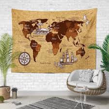 Old World Map Fabric Wall Tapestryold