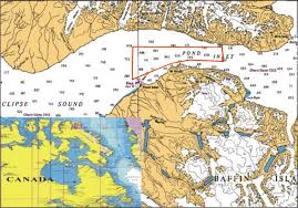 Nautical Chart Of Pond Inlet Eclipse Sound Shaded Area