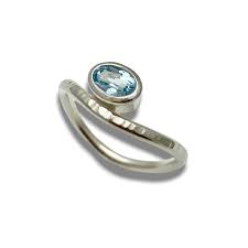 curved stack ring sky blue formia
