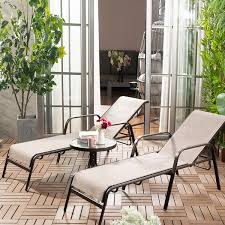 3 Pieces Outdoor Chaise Lounge Set With