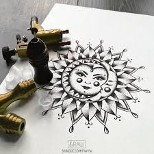 Sun And Moon Mandala Tattoo Design Designed By Raw