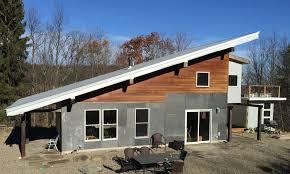 75 small exterior home with a shed roof